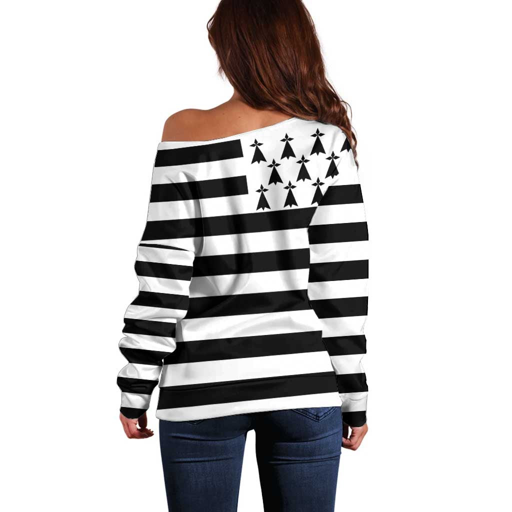 Brittany Flag Style Off Shoulder Sweater Kentoch Mervel Eget Bezan Saotret - Wonder Print Shop