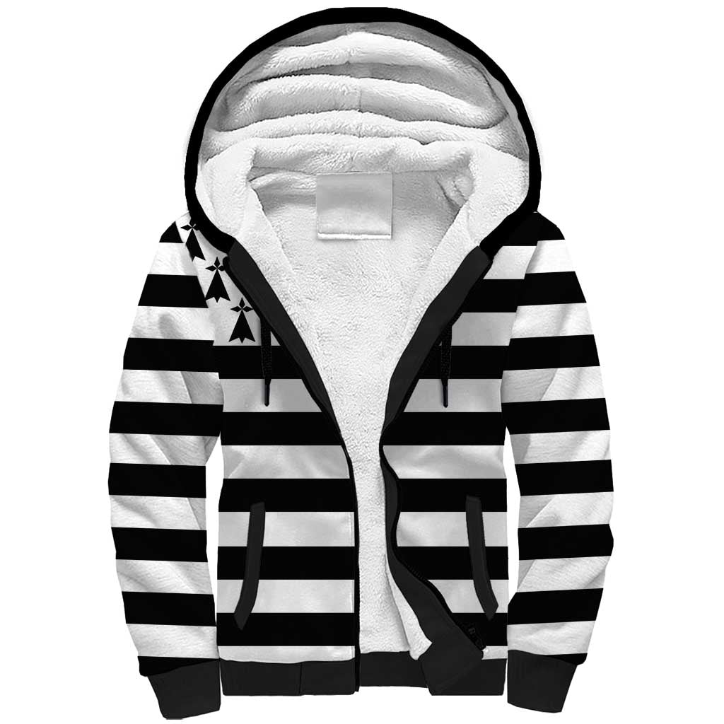 Brittany Flag Style Sherpa Hoodie Kentoch Mervel Eget Bezan Saotret - Wonder Print Shop