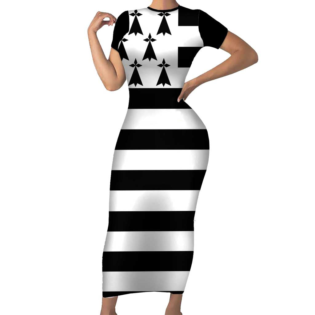 Brittany Flag Style Short Sleeve Bodycon Dress Kentoch Mervel Eget Bezan Saotret - Wonder Print Shop