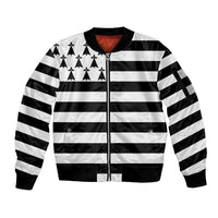 Brittany Flag Style Sleeve Zip Bomber Jacket Kentoch Mervel Eget Bezan Saotret - Wonder Print Shop