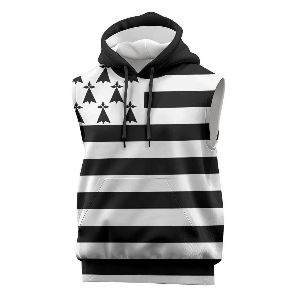 Brittany Flag Style Sleeveless Hoodie Kentoch Mervel Eget Bezan Saotret - Wonder Print Shop