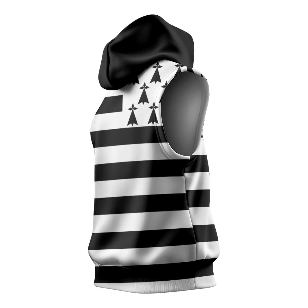 Brittany Flag Style Sleeveless Hoodie Kentoch Mervel Eget Bezan Saotret - Wonder Print Shop