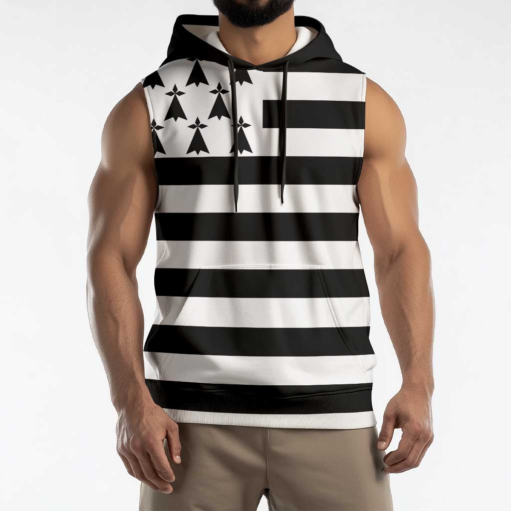 Brittany Flag Style Sleeveless Hoodie Kentoch Mervel Eget Bezan Saotret - Wonder Print Shop