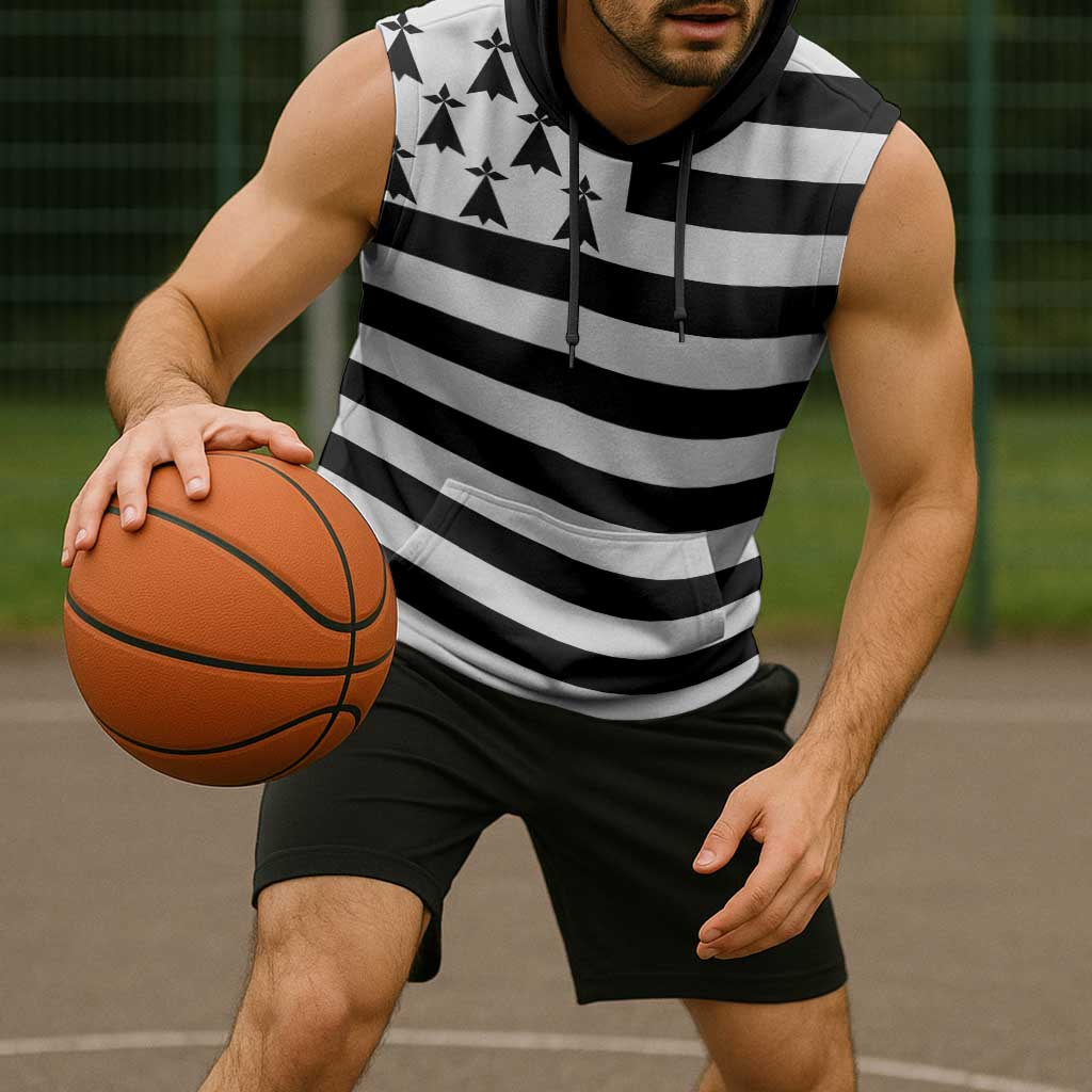 Brittany Flag Style Sleeveless Hoodie Kentoch Mervel Eget Bezan Saotret - Wonder Print Shop