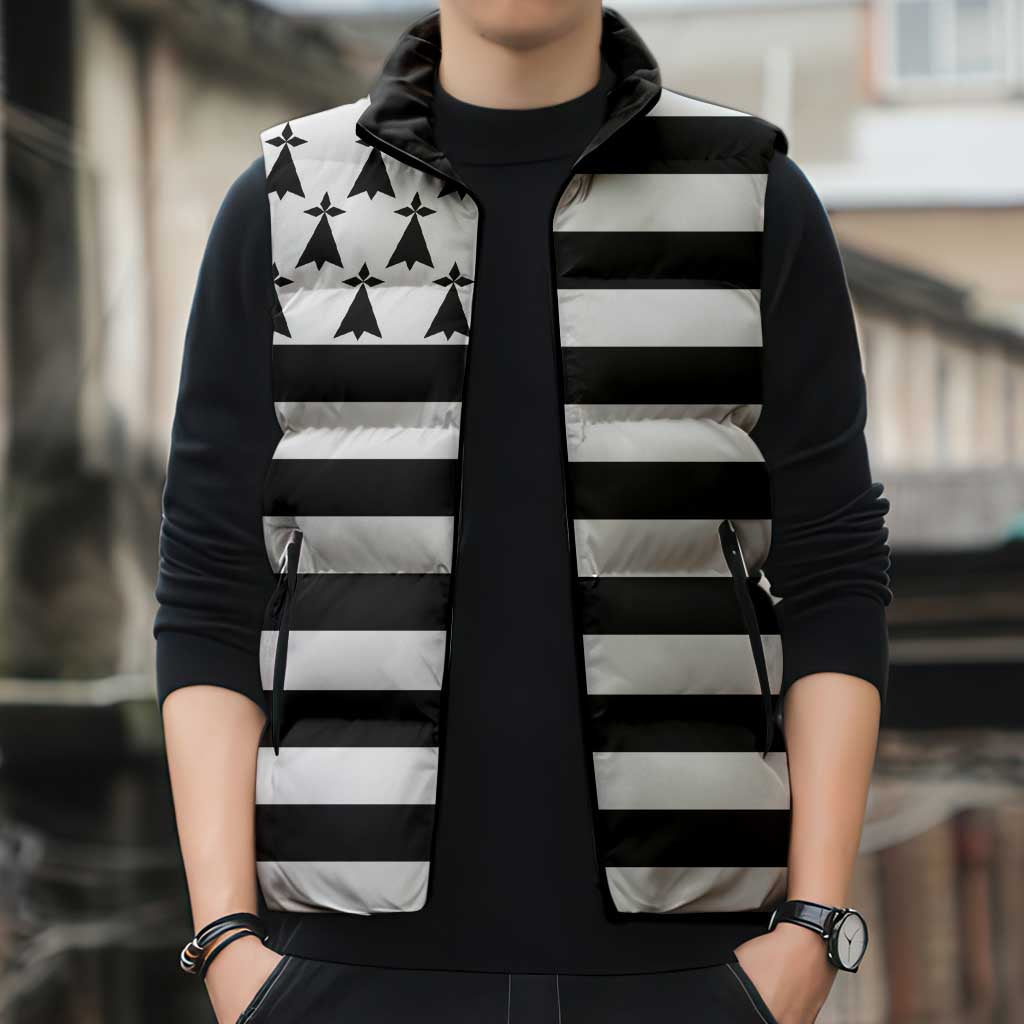Brittany Flag Style Sleeveless Puffer Jacket Kentoch Mervel Eget Bezan Saotret - Wonder Print Shop