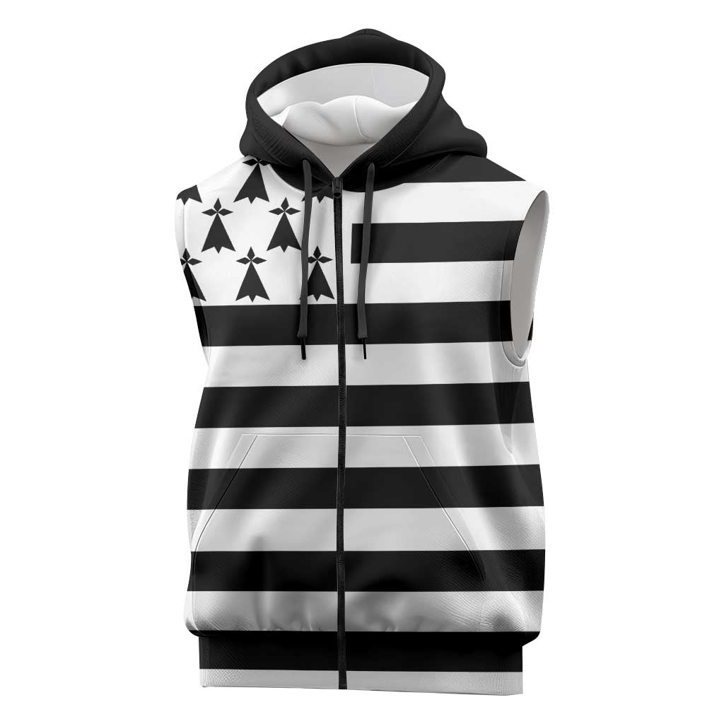 Brittany Flag Style Sleeveless Zip Hoodie Kentoch Mervel Eget Bezan Saotret - Wonder Print Shop