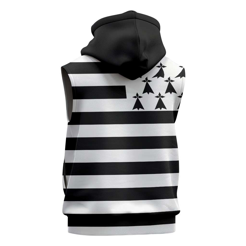 Brittany Flag Style Sleeveless Zip Hoodie Kentoch Mervel Eget Bezan Saotret - Wonder Print Shop