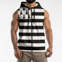 Brittany Flag Style Sleeveless Zip Hoodie Kentoch Mervel Eget Bezan Saotret - Wonder Print Shop