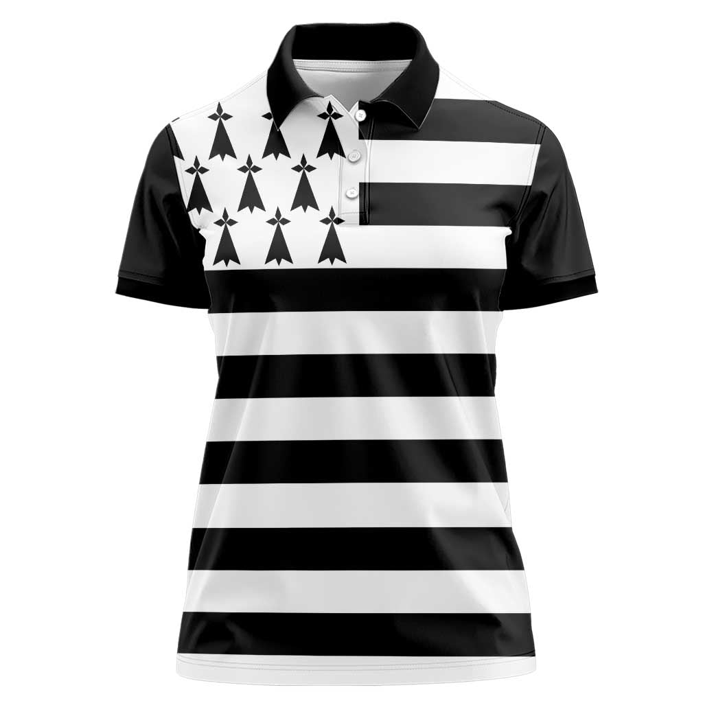 Brittany Flag Style Women Polo Shirt Kentoch Mervel Eget Bezan Saotret - Wonder Print Shop