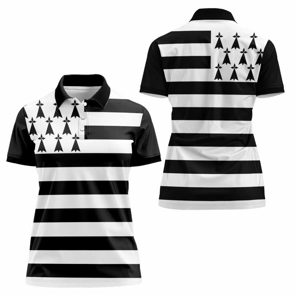 Brittany Flag Style Women Polo Shirt Kentoch Mervel Eget Bezan Saotret - Wonder Print Shop