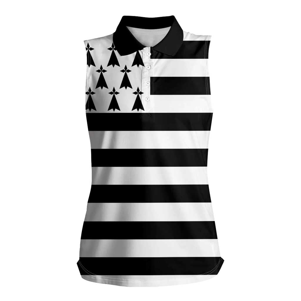 Brittany Flag Style Women Sleeveless Polo Shirt Kentoch Mervel Eget Bezan Saotret - Wonder Print Shop