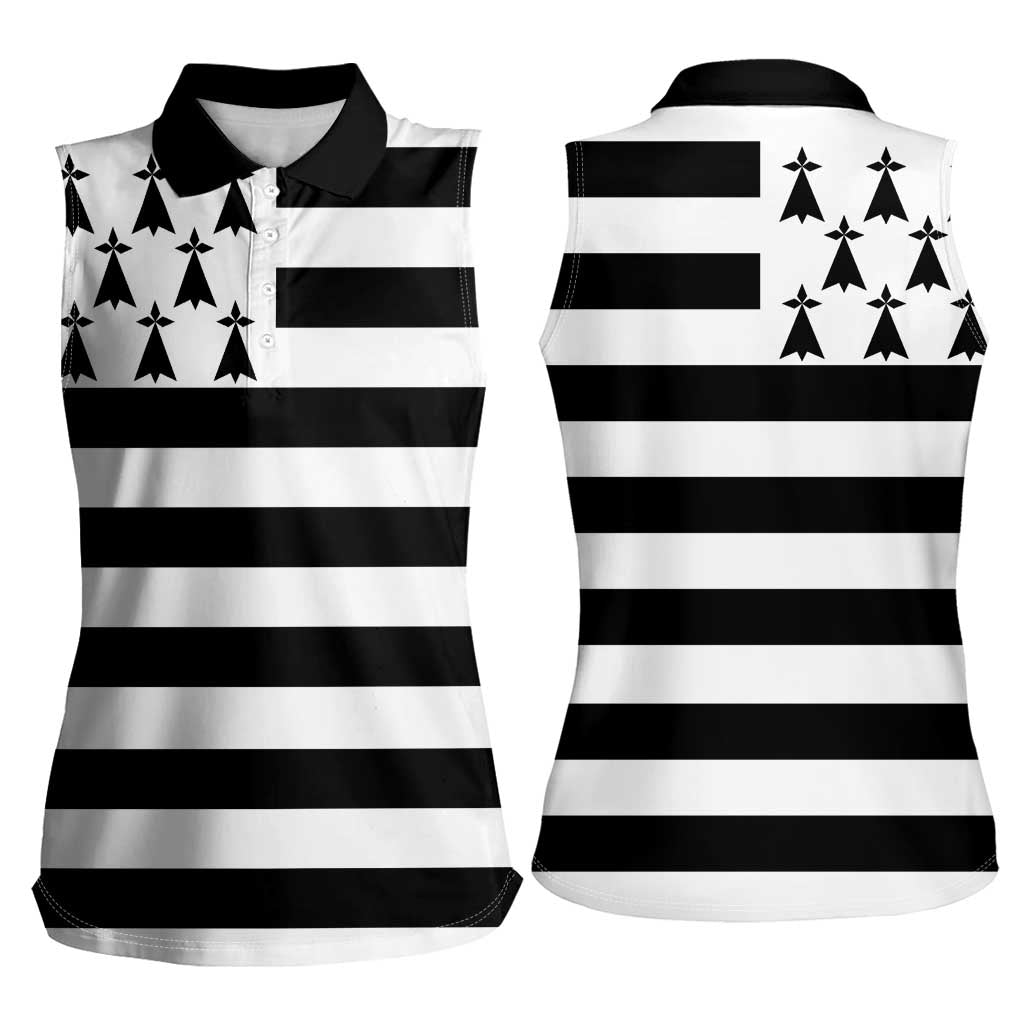 Brittany Flag Style Women Sleeveless Polo Shirt Kentoch Mervel Eget Bezan Saotret - Wonder Print Shop