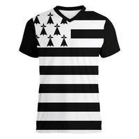 Brittany Flag Style Women V-Neck T-Shirt Kentoch Mervel Eget Bezan Saotret - Wonder Print Shop