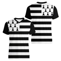 Brittany Flag Style Women V-Neck T-Shirt Kentoch Mervel Eget Bezan Saotret - Wonder Print Shop