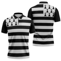 Brittany Flag Style Zipper Polo Shirt Kentoch Mervel Eget Bezan Saotret - Wonder Print Shop