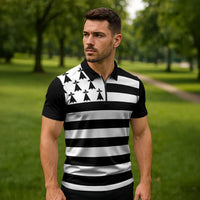Brittany Flag Style Zipper Polo Shirt Kentoch Mervel Eget Bezan Saotret - Wonder Print Shop