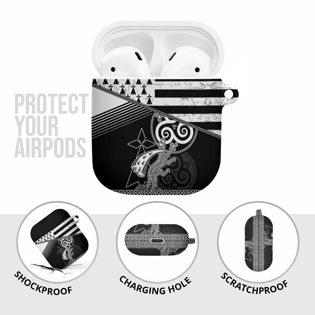 Brittany Ermine Celtic AirPods Case Black Celtic Triskels - Wonder Print Shop