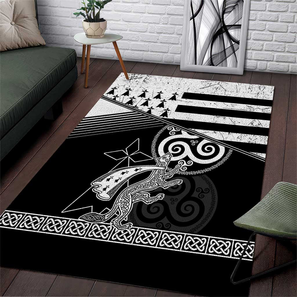 Brittany Ermine Celtic Area Rug Black Celtic Triskels - Wonder Print Shop