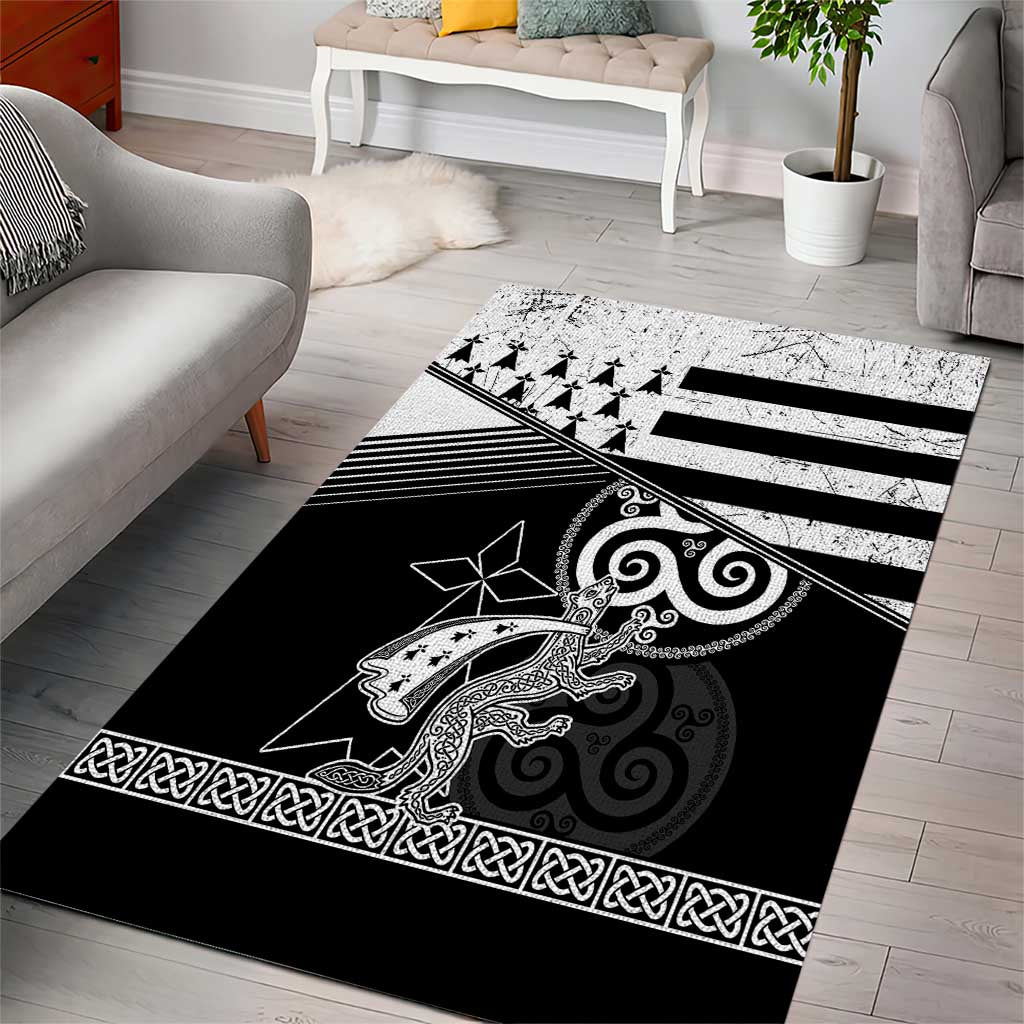 Brittany Ermine Celtic Area Rug Black Celtic Triskels - Wonder Print Shop