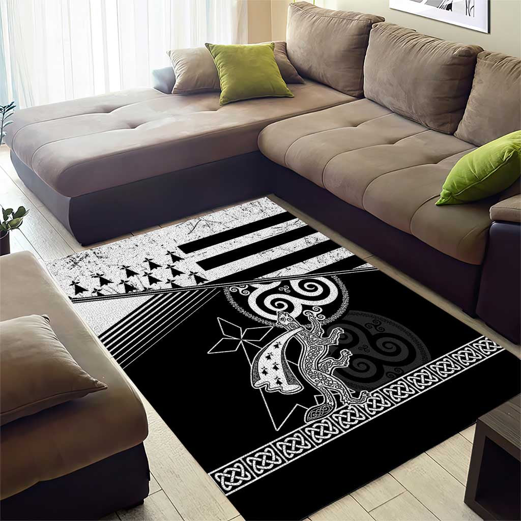 Brittany Ermine Celtic Area Rug Black Celtic Triskels - Wonder Print Shop