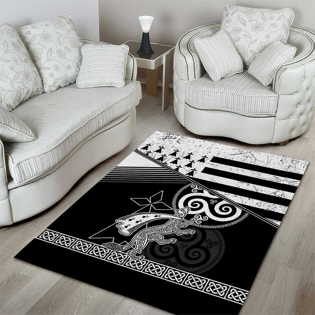 Brittany Ermine Celtic Area Rug Black Celtic Triskels - Wonder Print Shop
