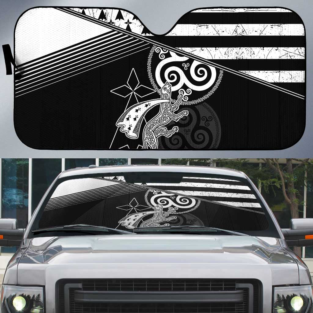 Brittany Ermine Celtic Auto Sun Shade Black Celtic Triskels - Wonder Print Shop