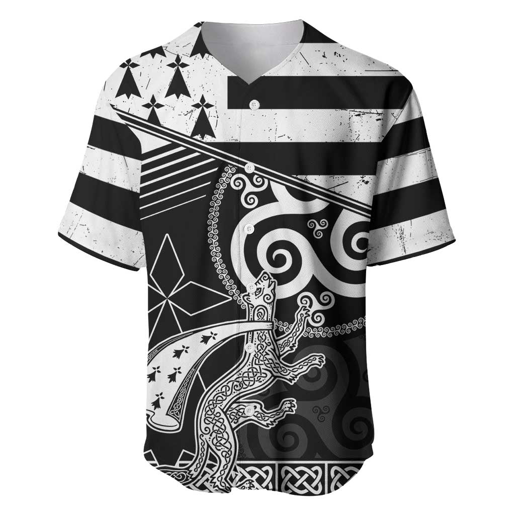 Brittany Ermine Celtic Baseball Jersey Black Celtic Triskels - Wonder Print Shop