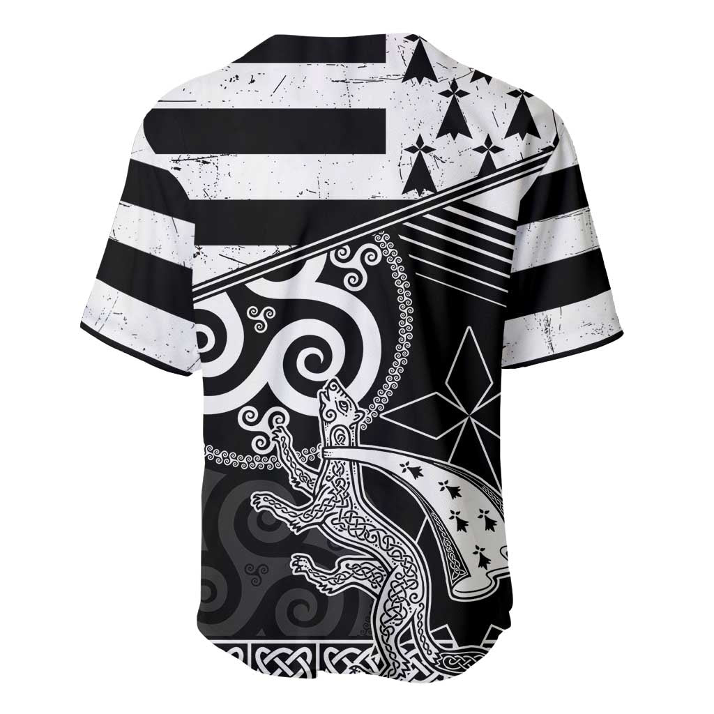 Brittany Ermine Celtic Baseball Jersey Black Celtic Triskels - Wonder Print Shop
