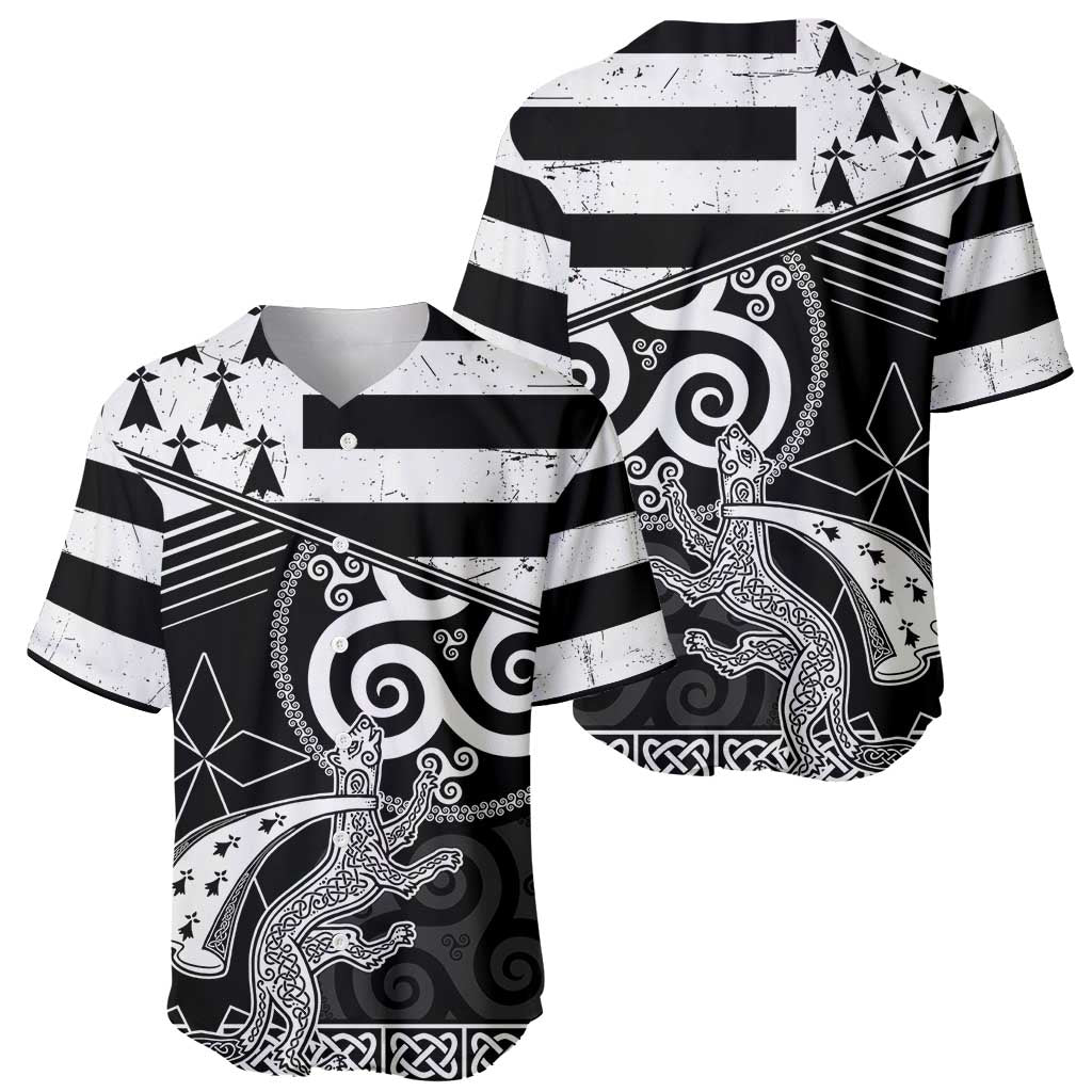 Brittany Ermine Celtic Baseball Jersey Black Celtic Triskels - Wonder Print Shop