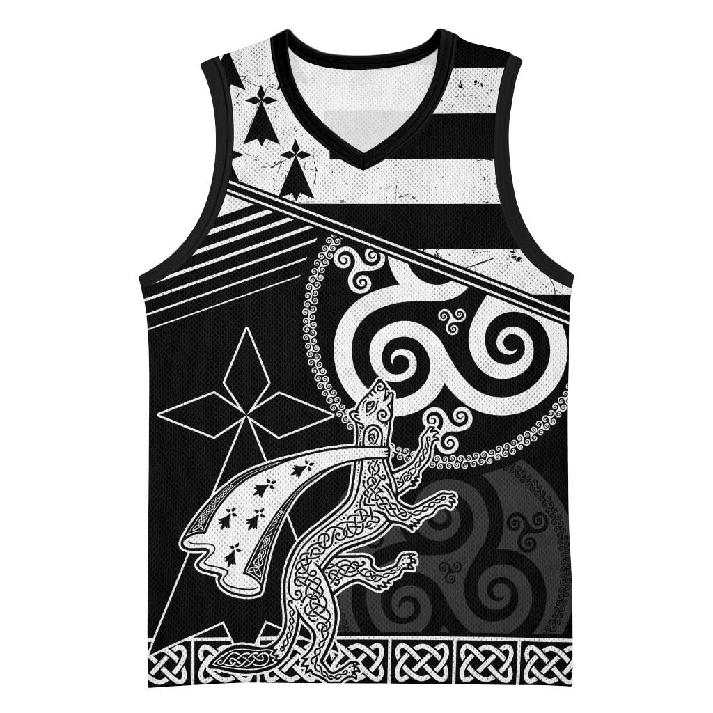 Brittany Ermine Celtic Basketball Jersey Black Celtic Triskels - Wonder Print Shop
