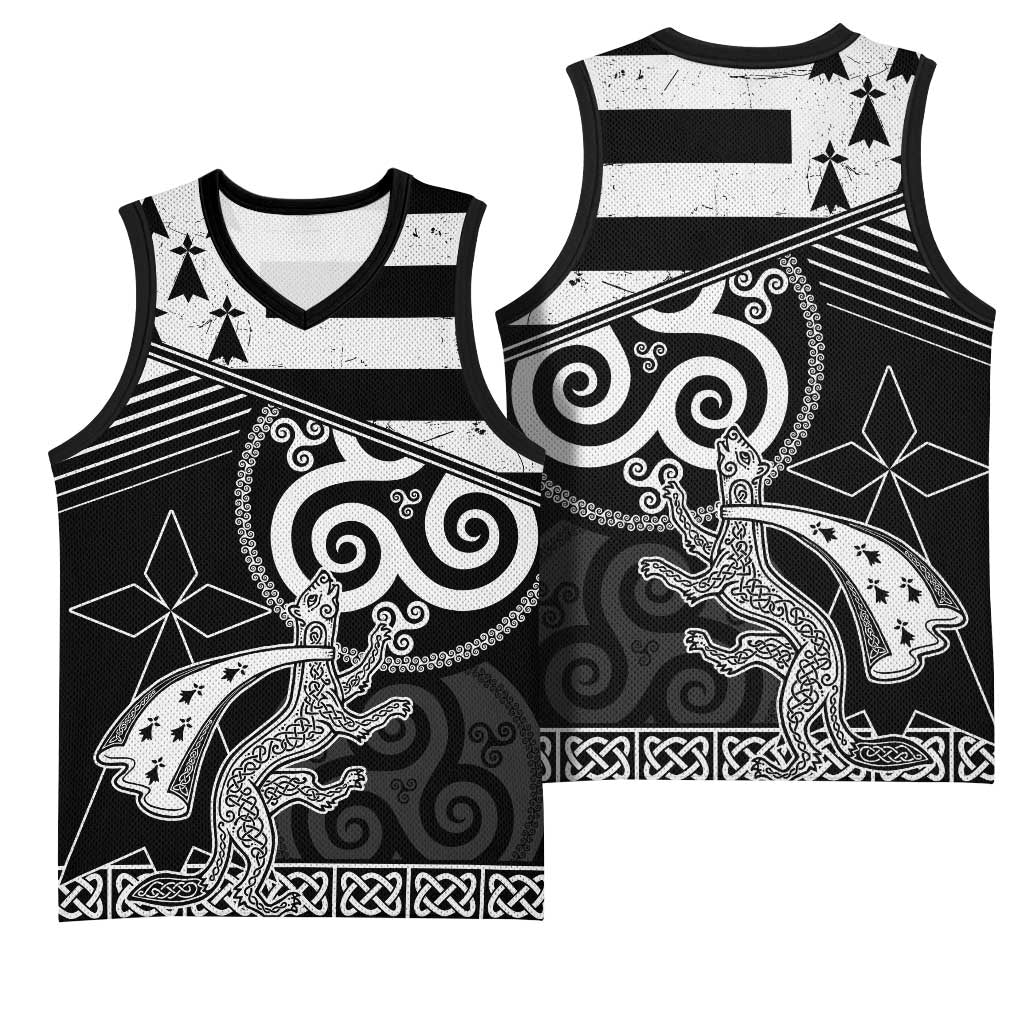 Brittany Ermine Celtic Basketball Jersey Black Celtic Triskels - Wonder Print Shop