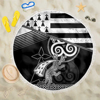 Brittany Ermine Celtic Beach Blanket Black Celtic Triskels - Wonder Print Shop