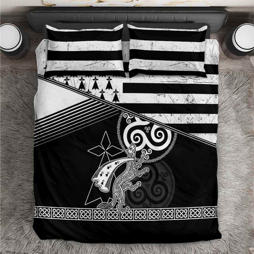 Brittany Ermine Celtic Bedding Set Black Celtic Triskels - Wonder Print Shop