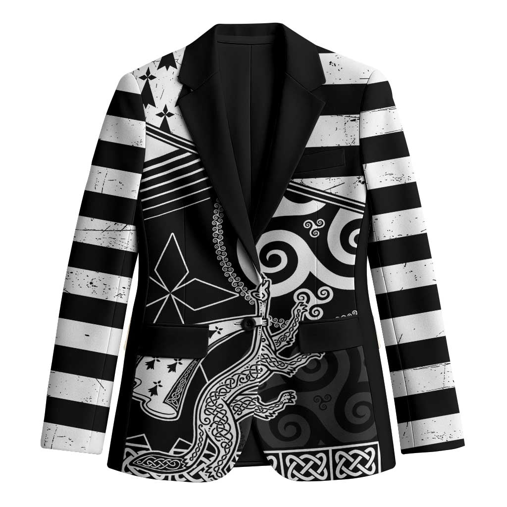 Brittany Ermine Celtic Blazer Black Celtic Triskels - Wonder Print Shop