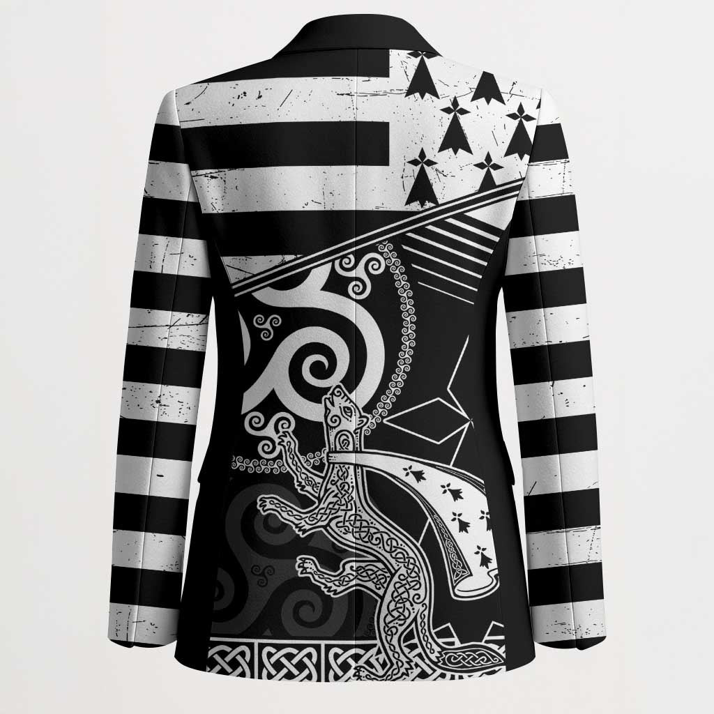 Brittany Ermine Celtic Blazer Black Celtic Triskels - Wonder Print Shop