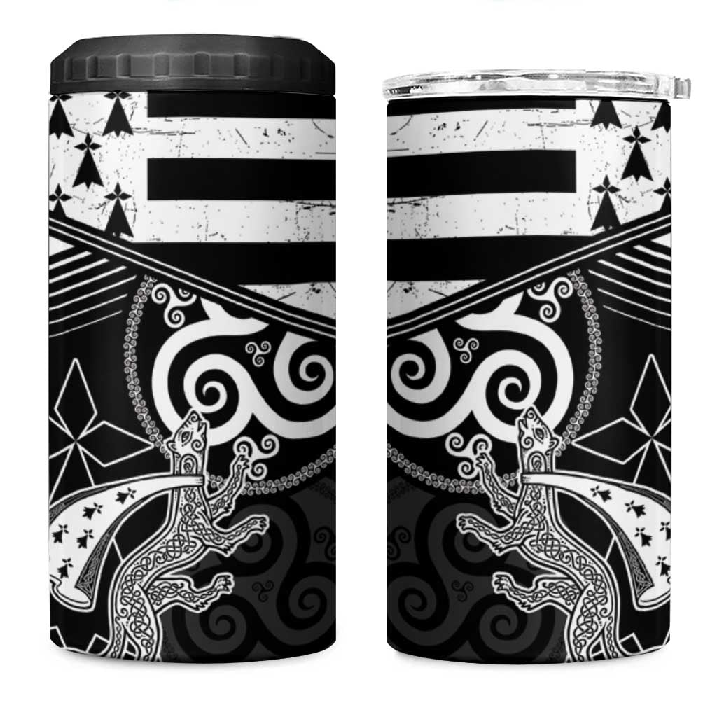 Brittany Ermine Celtic 4 in 1 Can Cooler Tumbler Black Celtic Triskels - Wonder Print Shop