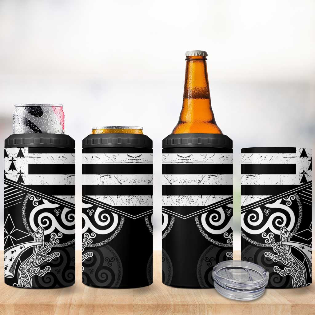 Brittany Ermine Celtic 4 in 1 Can Cooler Tumbler Black Celtic Triskels - Wonder Print Shop