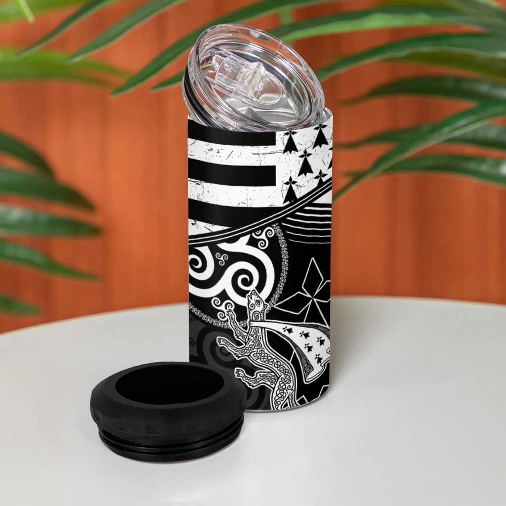 Brittany Ermine Celtic 4 in 1 Can Cooler Tumbler Black Celtic Triskels - Wonder Print Shop