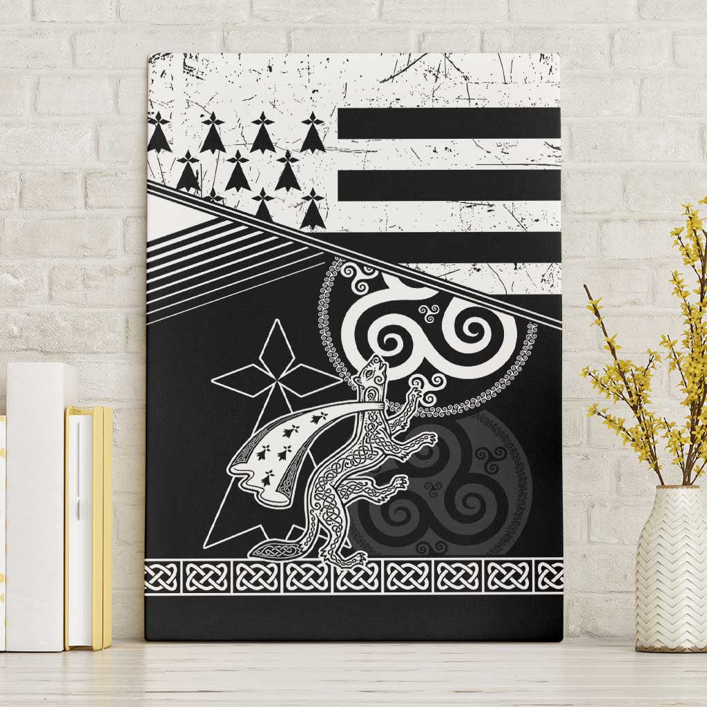Brittany Ermine Celtic Canvas Wall Art Black Celtic Triskels - Wonder Print Shop