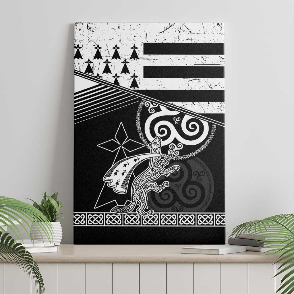 Brittany Ermine Celtic Canvas Wall Art Black Celtic Triskels - Wonder Print Shop