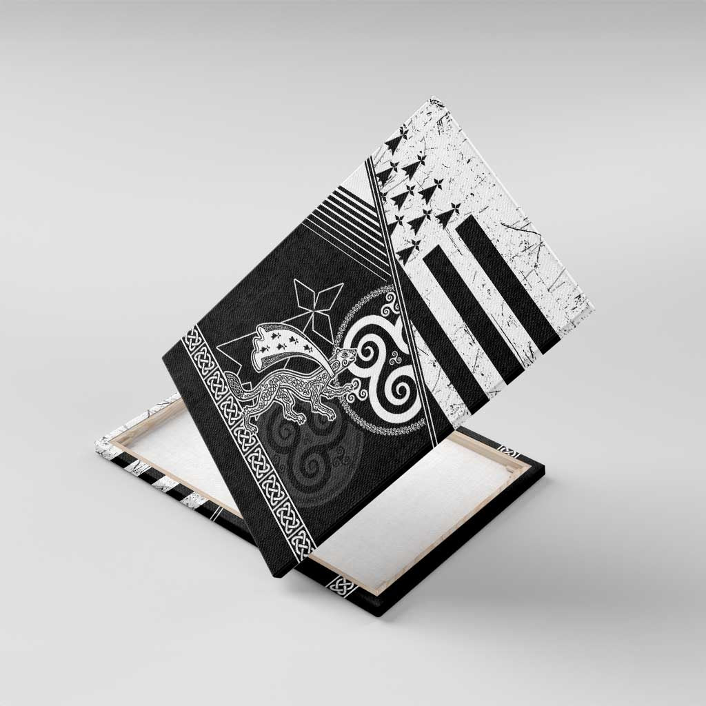Brittany Ermine Celtic Canvas Wall Art Black Celtic Triskels - Wonder Print Shop