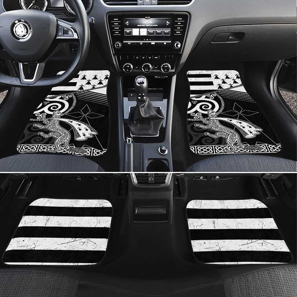Brittany Ermine Celtic Car Mats Black Celtic Triskels - Wonder Print Shop