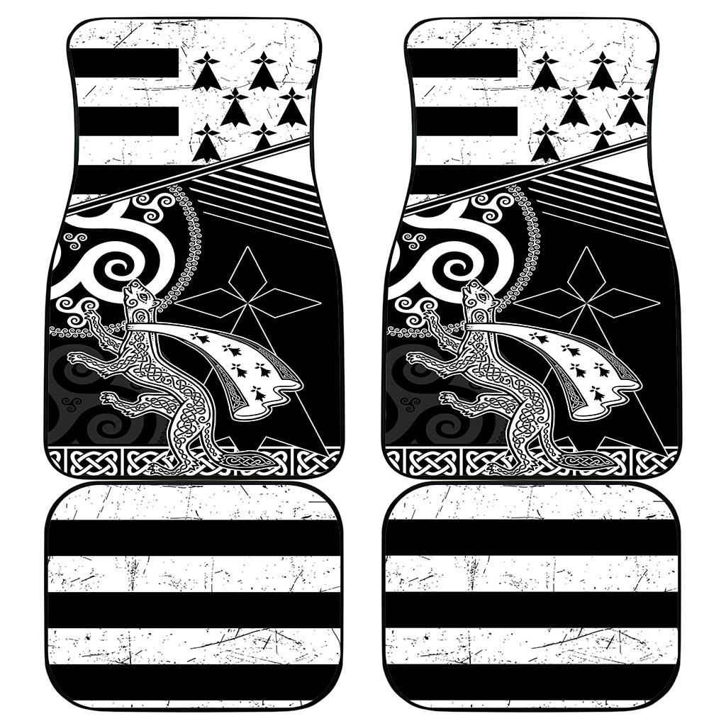 Brittany Ermine Celtic Car Mats Black Celtic Triskels - Wonder Print Shop