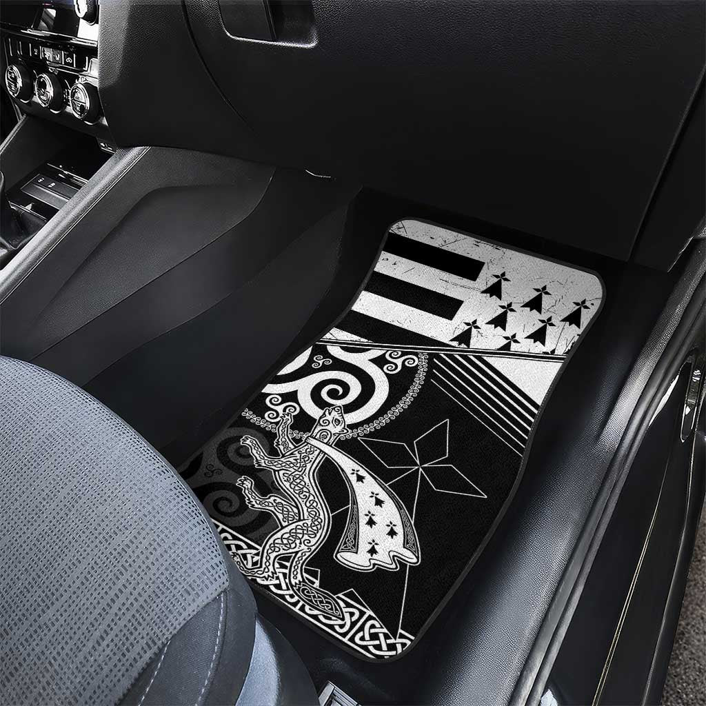 Brittany Ermine Celtic Car Mats Black Celtic Triskels - Wonder Print Shop