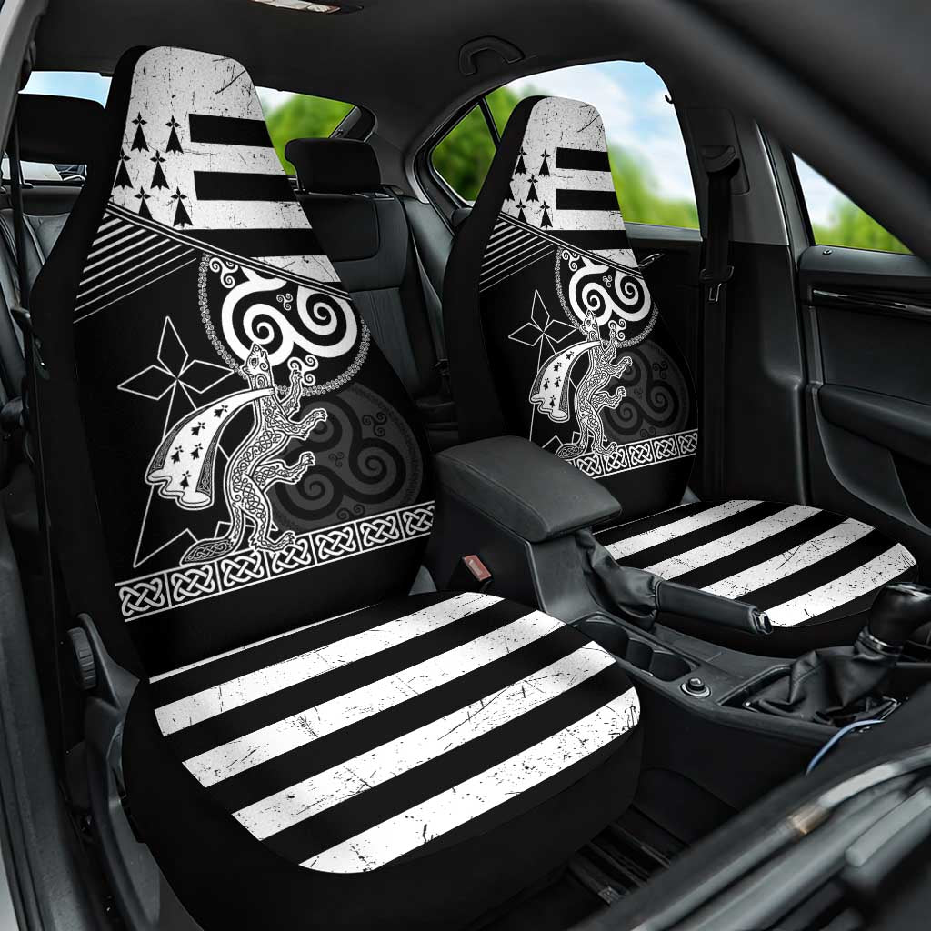 Brittany Ermine Celtic Car Seat Cover Black Celtic Triskels - Wonder Print Shop