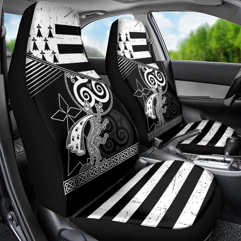 Brittany Ermine Celtic Car Seat Cover Black Celtic Triskels - Wonder Print Shop