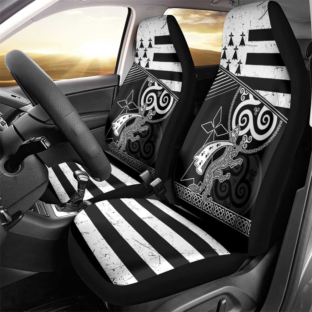 Brittany Ermine Celtic Car Seat Cover Black Celtic Triskels - Wonder Print Shop