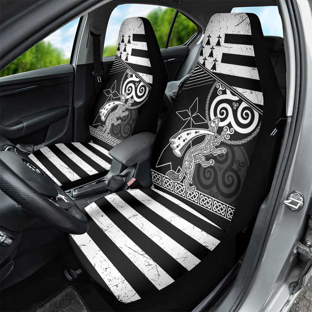 Brittany Ermine Celtic Car Seat Cover Black Celtic Triskels - Wonder Print Shop