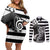 Brittany Ermine Celtic Couples Matching Off Shoulder Short Dress and Long Sleeve Button Shirt Black Celtic Triskels - Wonder Print Shop