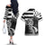 Brittany Ermine Celtic Couples Matching Off The Shoulder Long Sleeve Dress and Hawaiian Shirt Black Celtic Triskels - Wonder Print Shop
